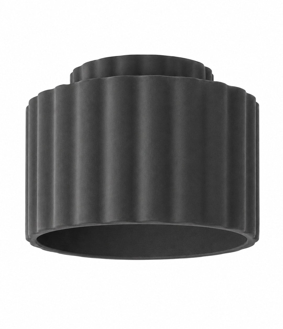 ValueLights Pablo Ribbed Ceramic Round Flush Ceiling Light in Navy