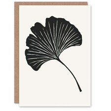 Single Ginkgo Leaf Bold On White Him Her Birthday Card