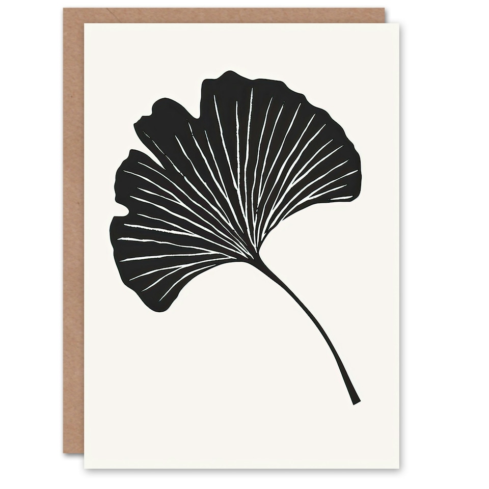 image 1 of Single Ginkgo Leaf Bold On White Him Her Birthday Card