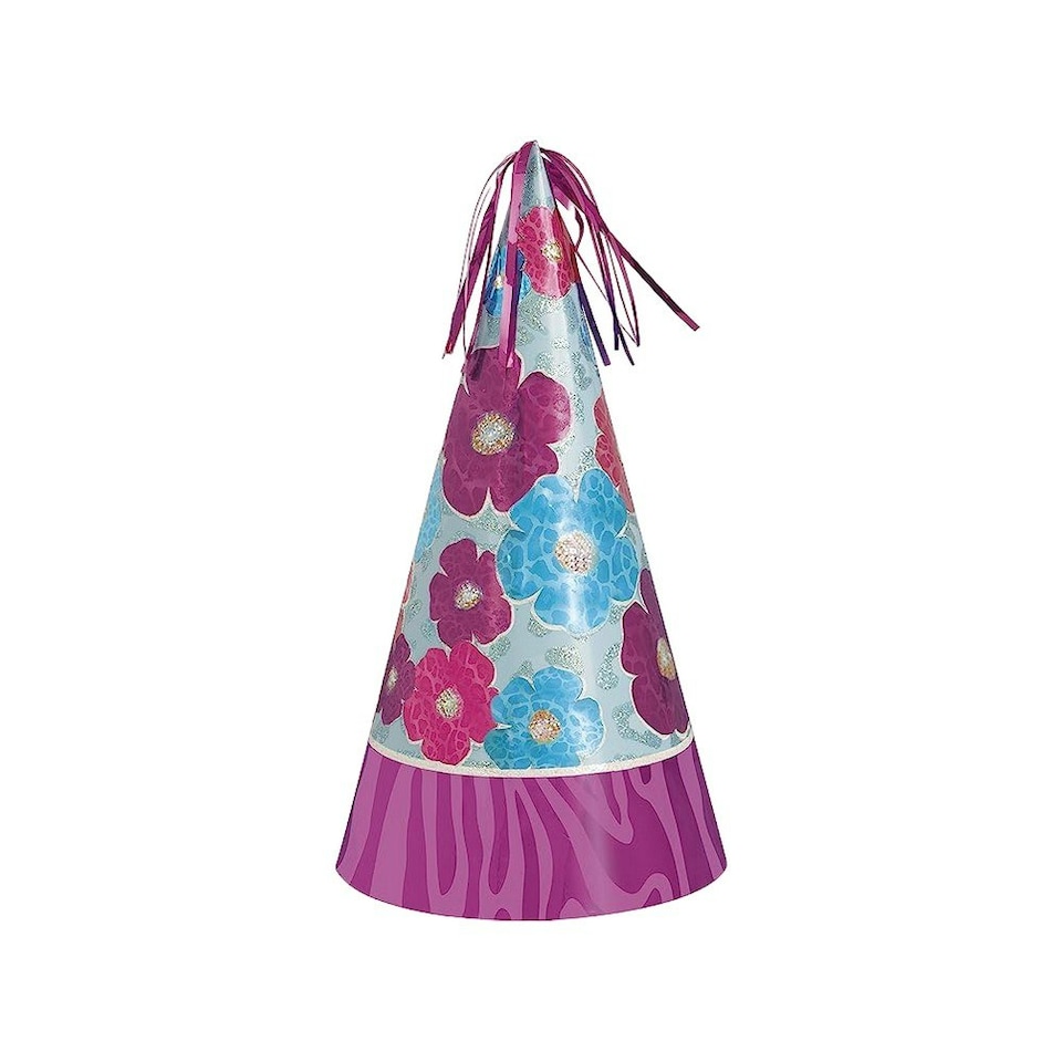 Unique Party Glitter Floral Party Hat - Purple/Blue - One Size