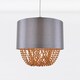 image 2 of Set of 2 Grey Faux Silk & Copper Jewelled Ceiling Light Shades | Grey | Copper | Medium | 2