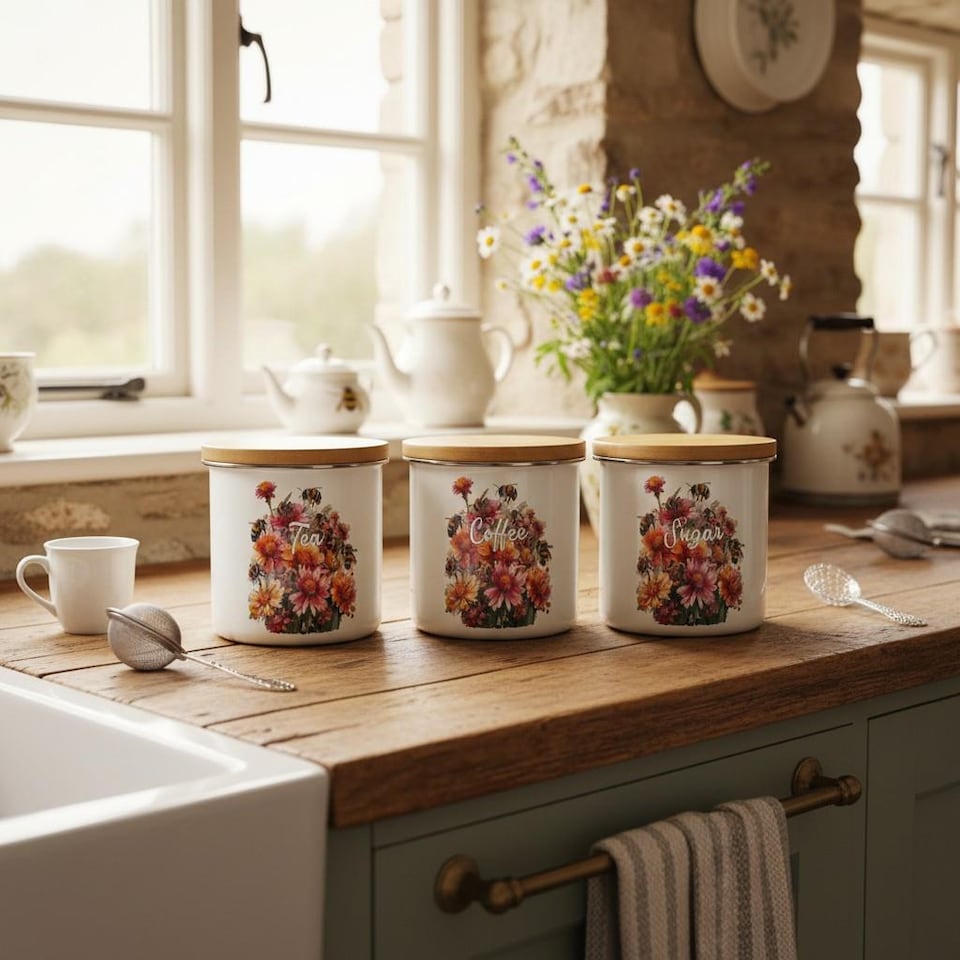image 1 of Flowers & Bees Small Biscuit Tin