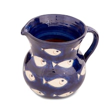 Verano Spanish Ceramics Signature Large Jug 1.5L - 19cm Blue & White Fish