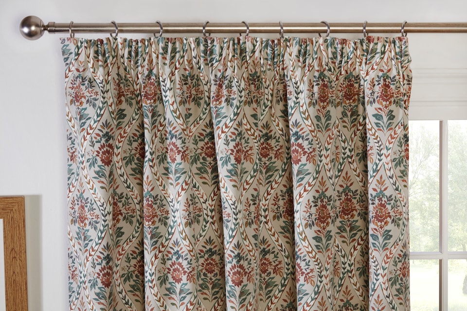 image 1 of Buttermere - Fully Lined Floral Curtains - Pencil Pleat - Polycotton (Autumn, Cushion Cover - 18'' x 18'' (Single))