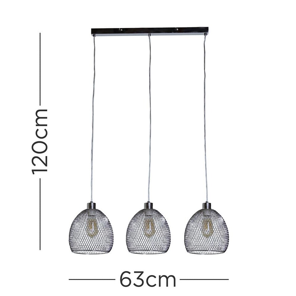 image 1 of ValueLights Novo 3 Way Brushed Chrome Ceiling Light and Bulbs