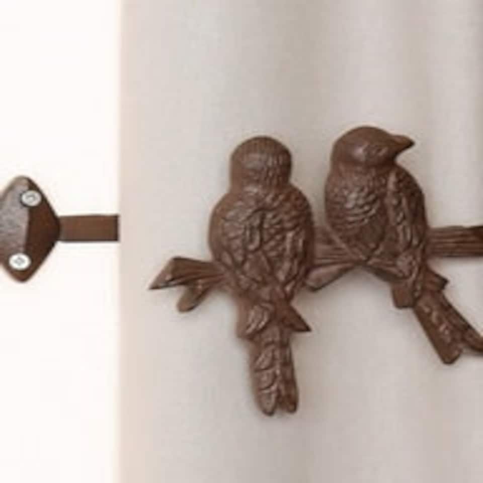 image 1 of Set of 2 Perched Bird Curtain Tie Backs Brown