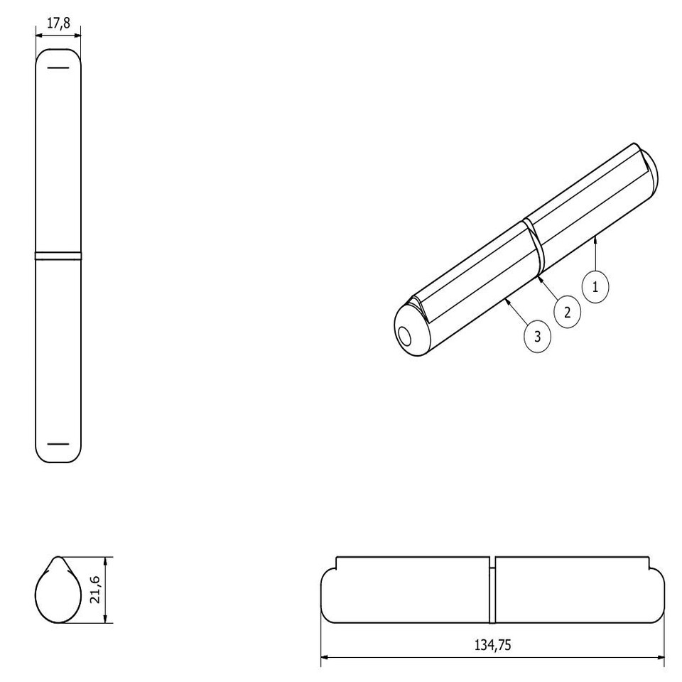 image 1 of Lift Off Bullet Hinge Weld On Brass Bush 18x135mm Heavy Duty Door Hatch 4PK Silver