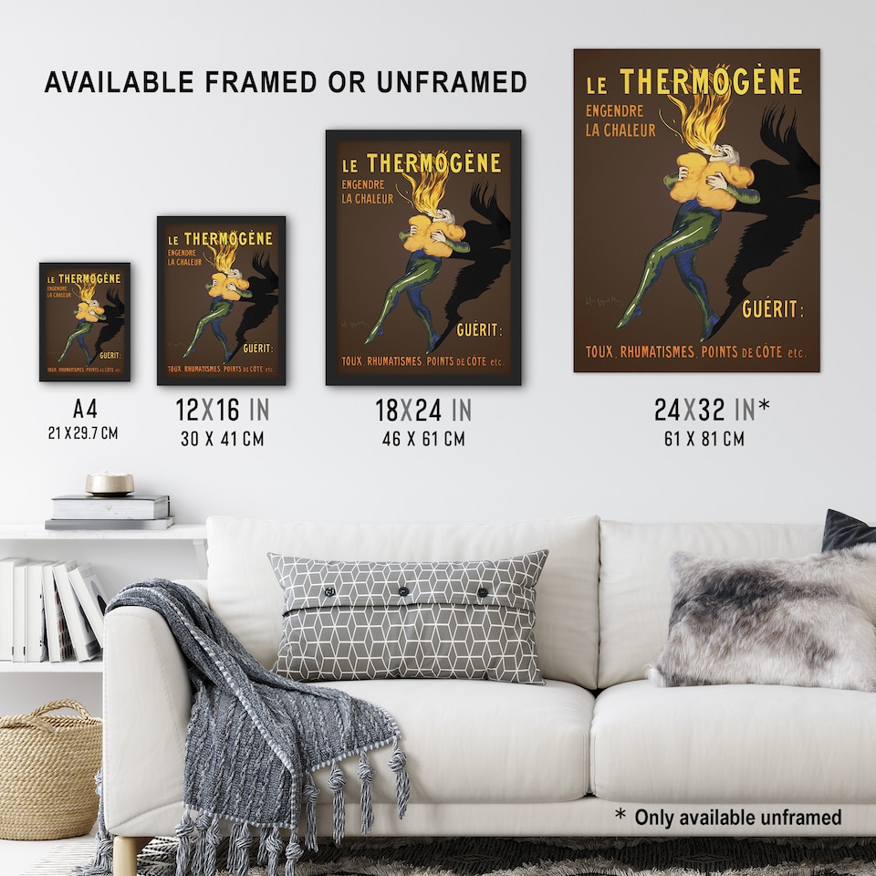 image 1 of Le Thermogene French Advert Vintage Framed Wall Art Print Cappiello 12x16"