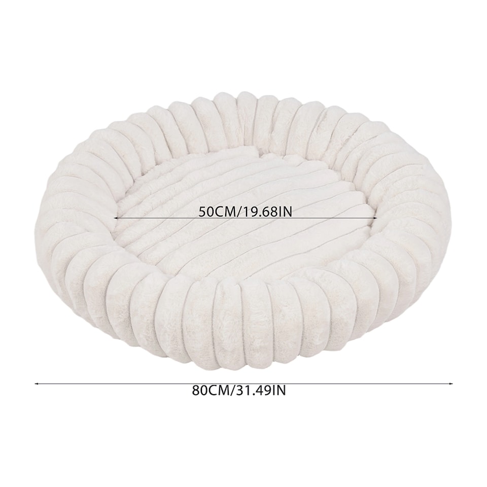 image 1 of Living and Home 6 Colour Soft Donut Pet Bed for Cats & Dogs,Warm & Cosy Retreat | White | White | XL | 1