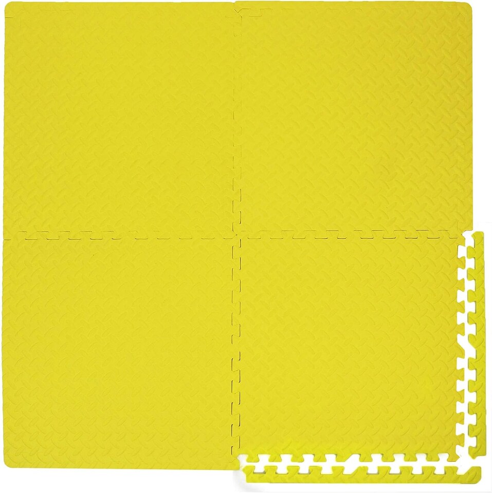 image 1 of Interlocking Gym Yoga Mats Anti-Fatigue EVA Soft Foam Exercise Play Floor Tiles (Yellow)