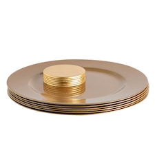 Argon Tableware 12 Piece Metallic Charger Plates Set - Gold