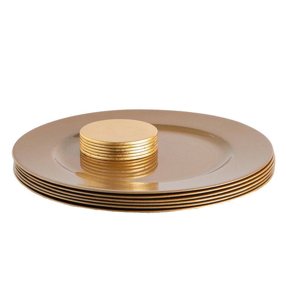 image 1 of Argon Tableware 12 Piece Metallic Charger Plates Set - Gold