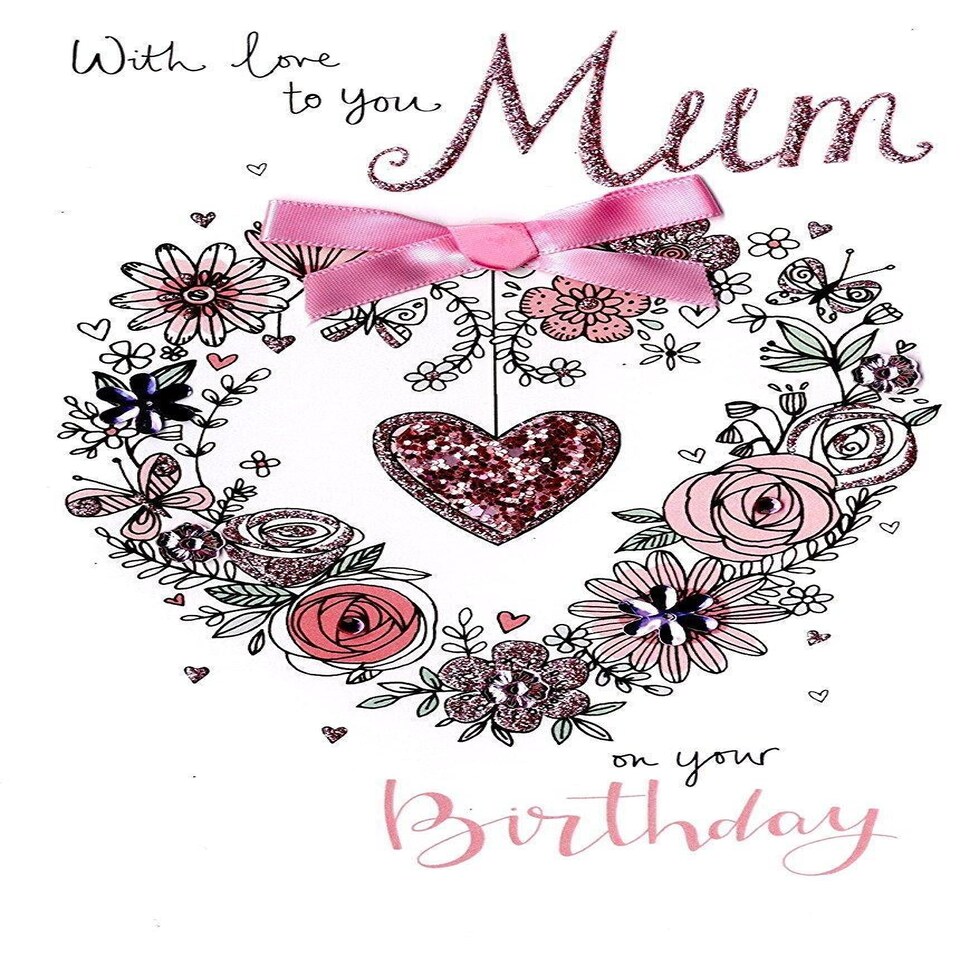 image 1 of Mum Birthday Luxury Champagne Greeting Card Hand Finished Cards
