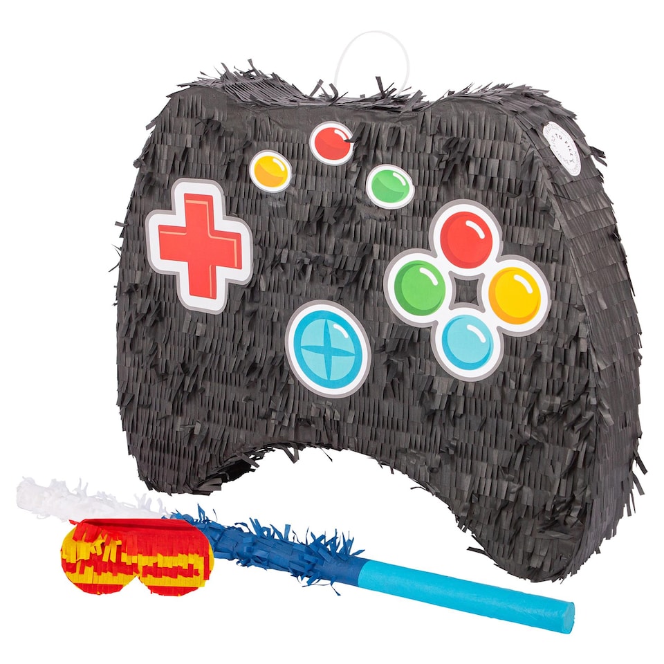 image 1 of Fax Potato 3pc Game Controller Pinata Set with Stick & Blindfold - Blue Stick