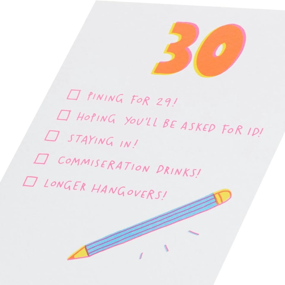 image 1 of Funny Checklist Design 30th Birthday Card for Her/Friend