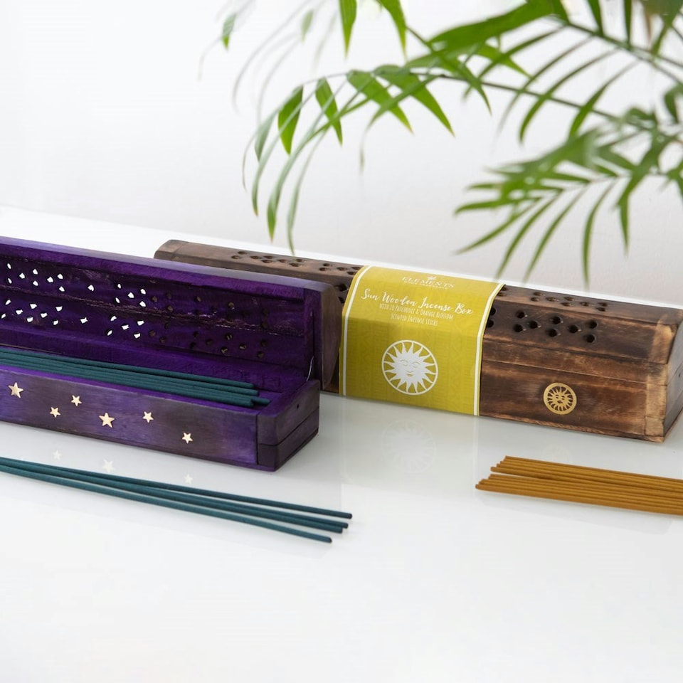 image 1 of Elements Patchouli & Orange Sun Wooden Incense Gift Set - Brown - One Size