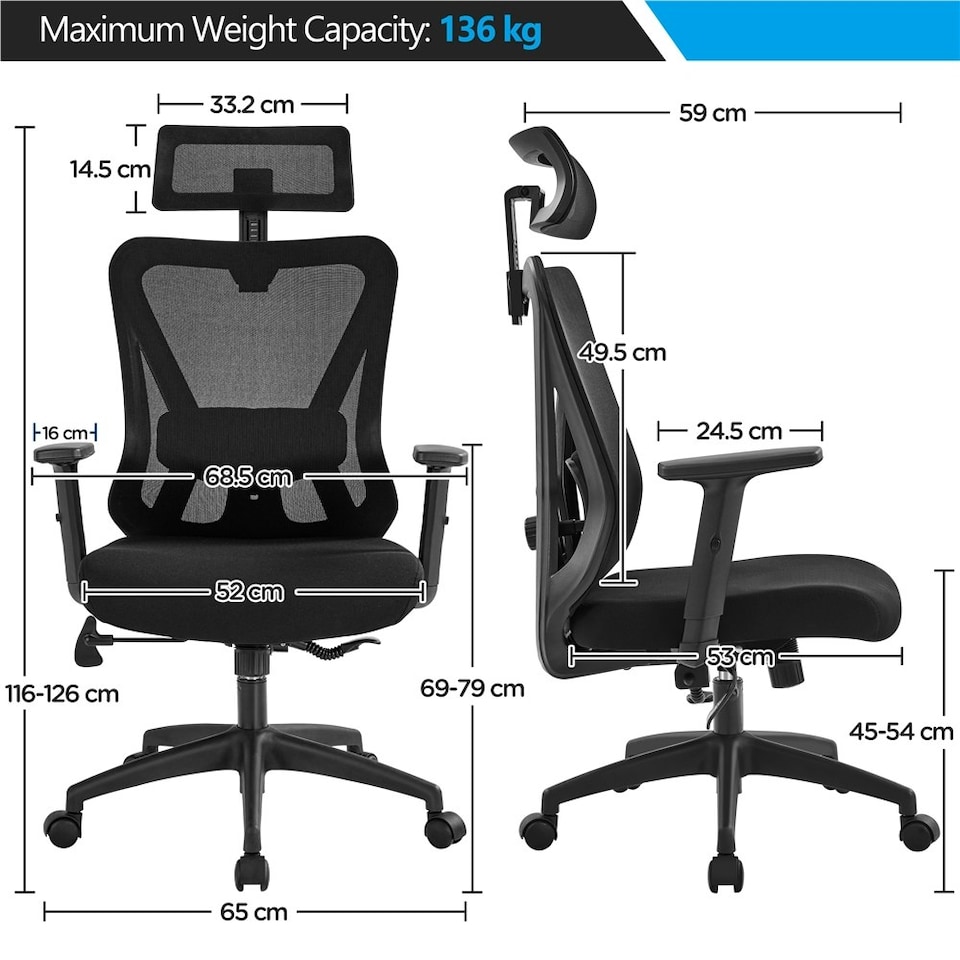 image 1 of Yaheetech  High Back Mesh Office Desk Chair | Black