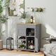 image 2 of HOMCOM Modern Kitchen Trolley, Rolling Island Storage Cart with Drawer, 9-bottle Wine Rack, Door Cabinets, Wooden Countertop, Grey