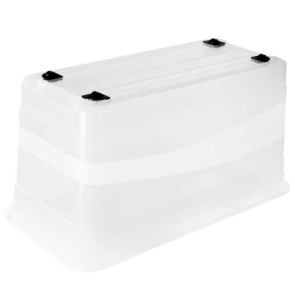 image 1 of Keeeper Crystal Box 83 Litre with Lid and Caster Wheels - Transparent