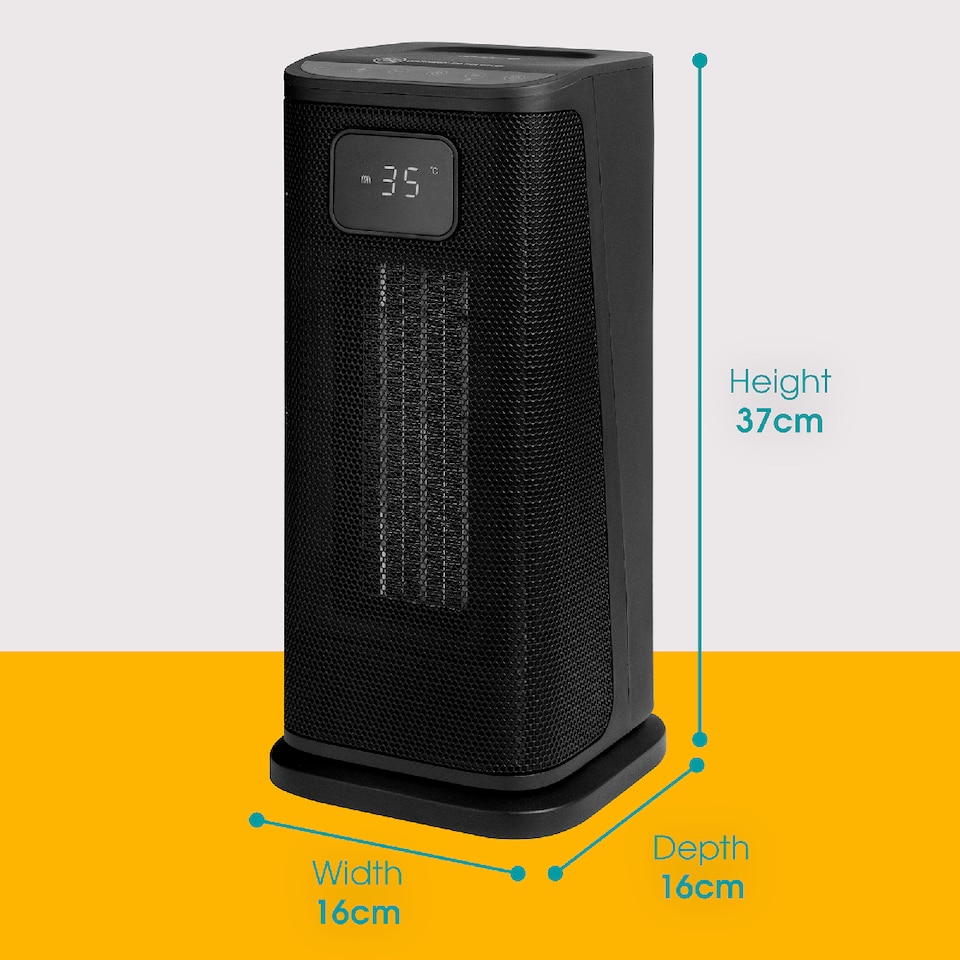 image 1 of Abode ACTH2005 Electric Heater 2000W Ceramic Tower Heater Digital Black