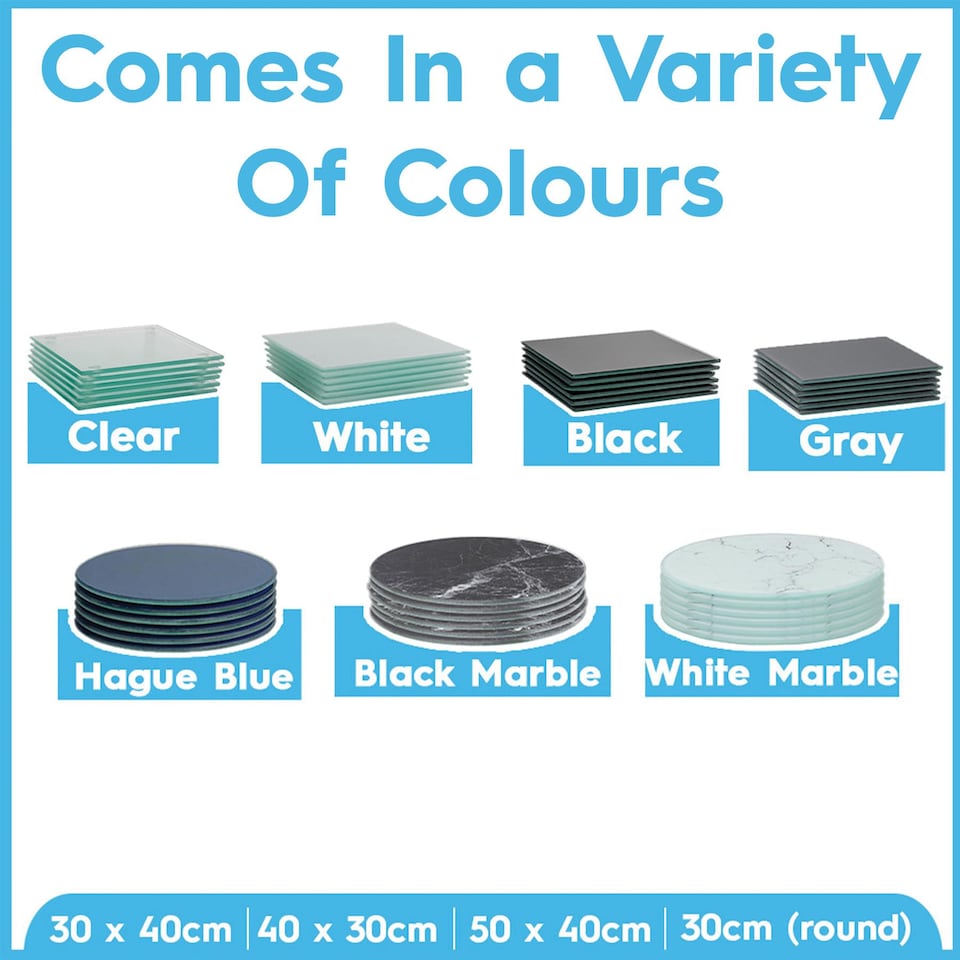 image 1 of Harbour Housewares Glass Placemats - 30 x 20cm - Hague Blue - Pack of 6 | Blue | Hague Blue