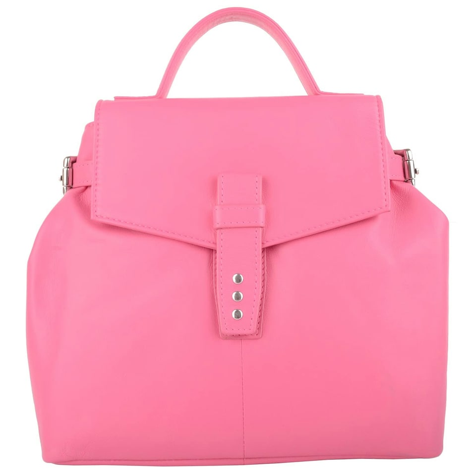 image 1 of Premium Soft Genuine Leather Cross Body Shoulder Bag, Detachable Strap Pink | Rose