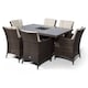 image 3 of Savannah Rectangle 6 Seat Rattan Dining Set Ice Bucket Drinks Cooler | Brown | Brown