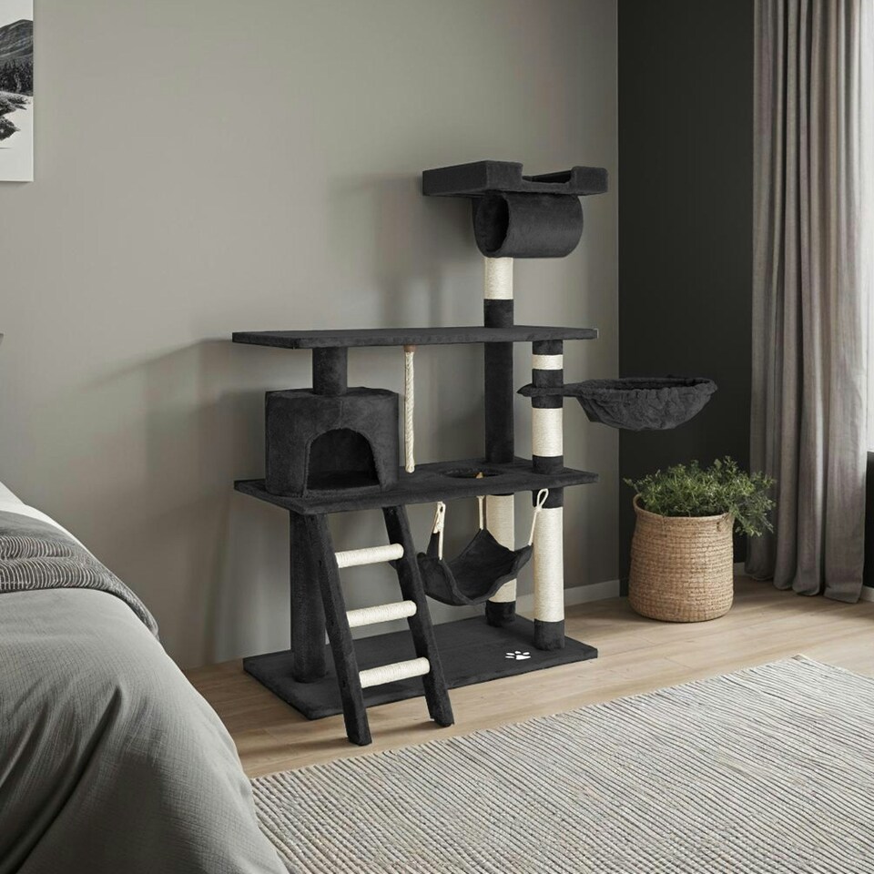 image 1 of Cat Tree Marcel - 141 cm, sisal cat scratching post - Black