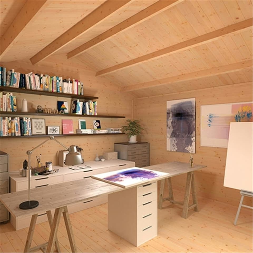 image 1 of 10ft x 14ft (2950mm x 4150mm) Horsforth "The Connecticut" 44mm Log Cabin With 2 Windows
