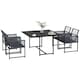 image 1 of Outsunny 5 Pieces Garden Dining Set, Outdoor Patio Cube Set, 4 Seater Outdoor Table and Chairs with Foldable Backrest, Tempered Glass Top, Handwoven Rope for Poolside, Space Saving, Dark Grey