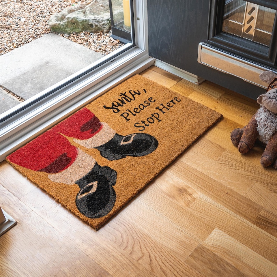 image 1 of Nicola Spring Christmas Coir Door Mat - 60 x 40cm - Santa