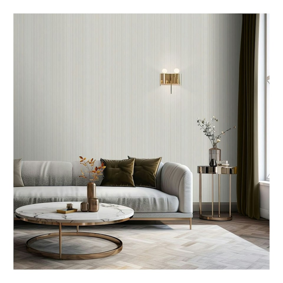image 1 of Muriva Venezia Stripe Wallpaper - Natural - 10m x 53cm Cream