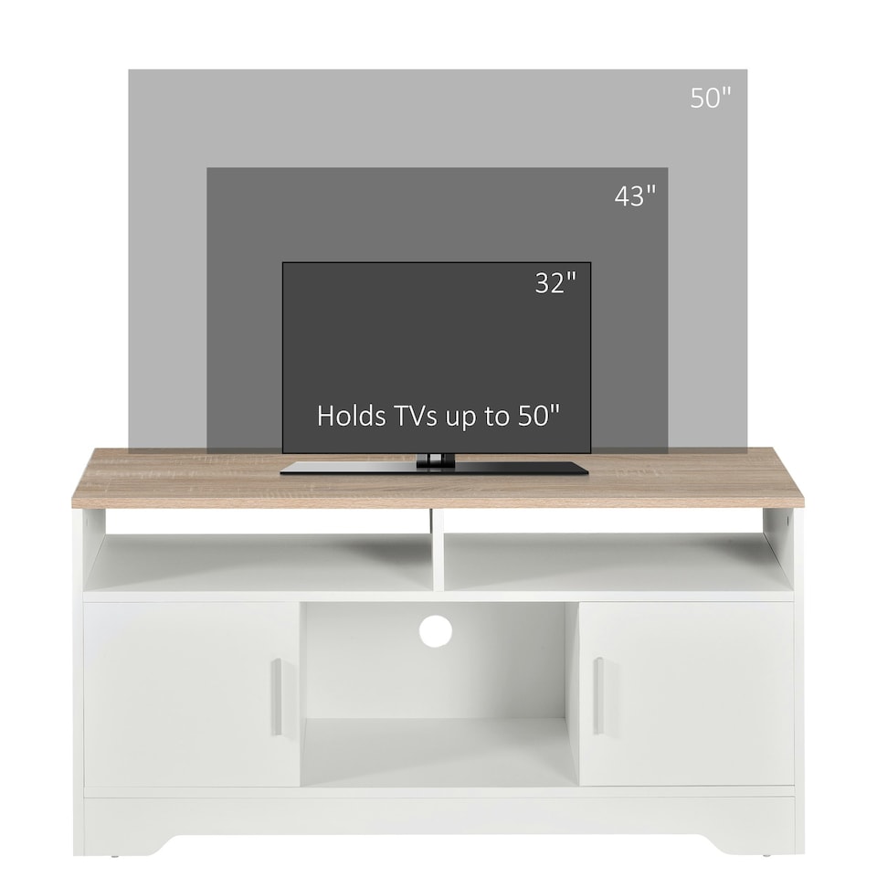 image 1 of HOMCOM Home Office 42" TV Stand Storage Unit w/ Cabinets Shelves Living Room