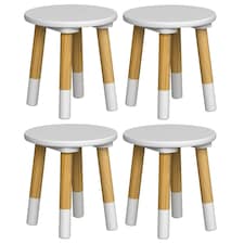 Kids Wooden Stool Seat Round Chair Toddlers Kids Small Children Home Nursery - White | White | 4 White