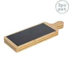 Argon Tableware Bamboo Slate Serving Paddles - 44.5 x 14.5cm - Pack of 3 Grey