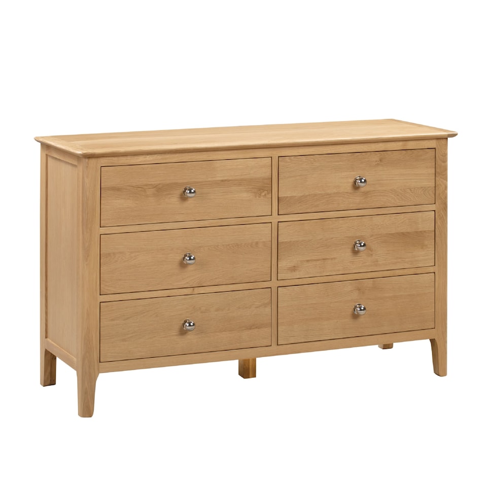 image 1 of Premium Oakmere 6 Drawer Wide Chest - Oak