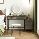 image 5 of COSTWAY Computer Desk with 5 Drawers and Side File Cabinet Grey Grey