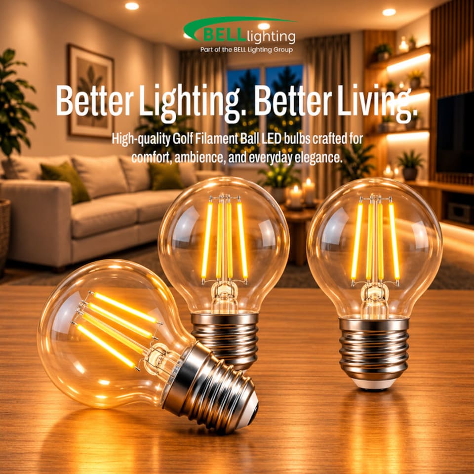 image 1 of BELL Lighting Dimmable E27 LED Filament Golf Ball 4.7W Light Bulb Warm White 2700K