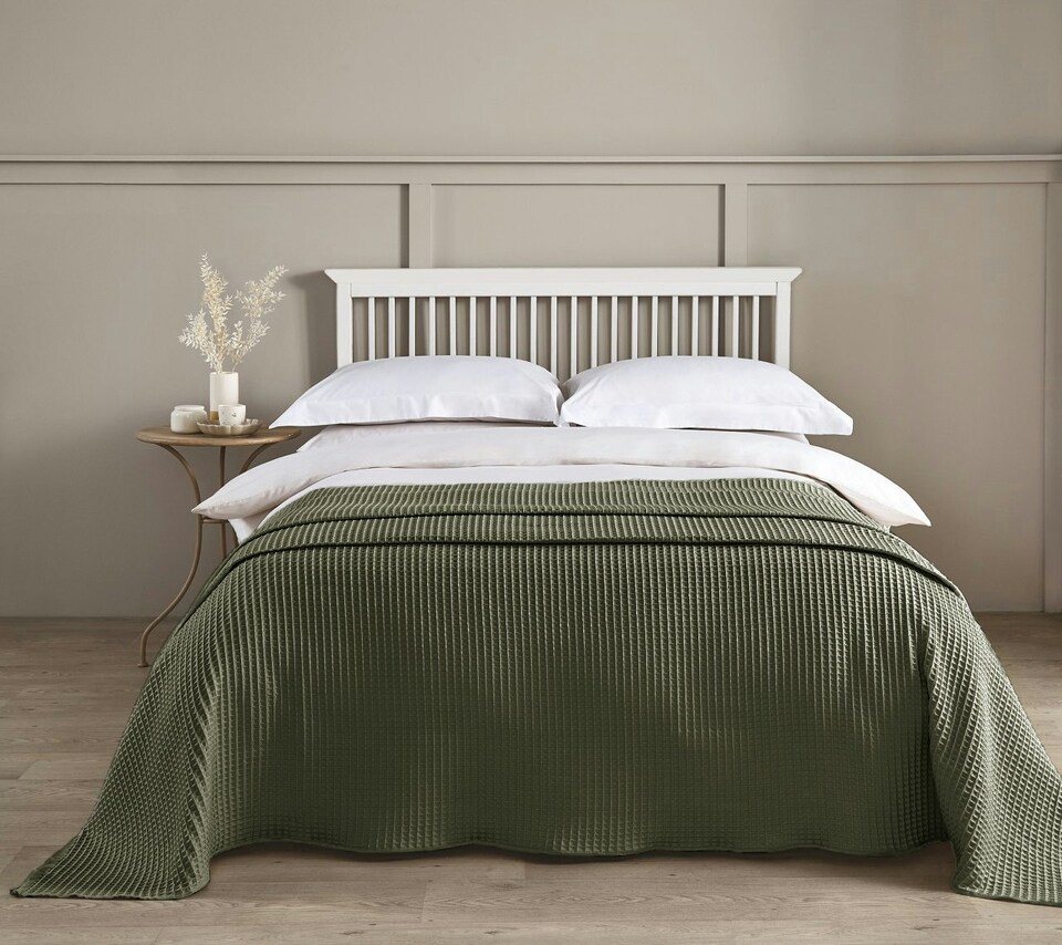 image 1 of Waffle Throw Blanket 175 x 225cm - Khaki