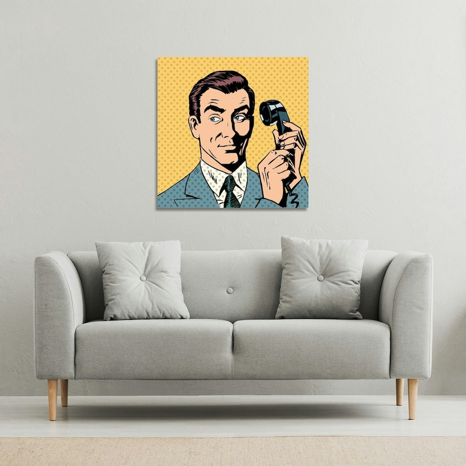 image 1 of phone style pop art retro (Canvas Print) 114 x 114 x 4cm