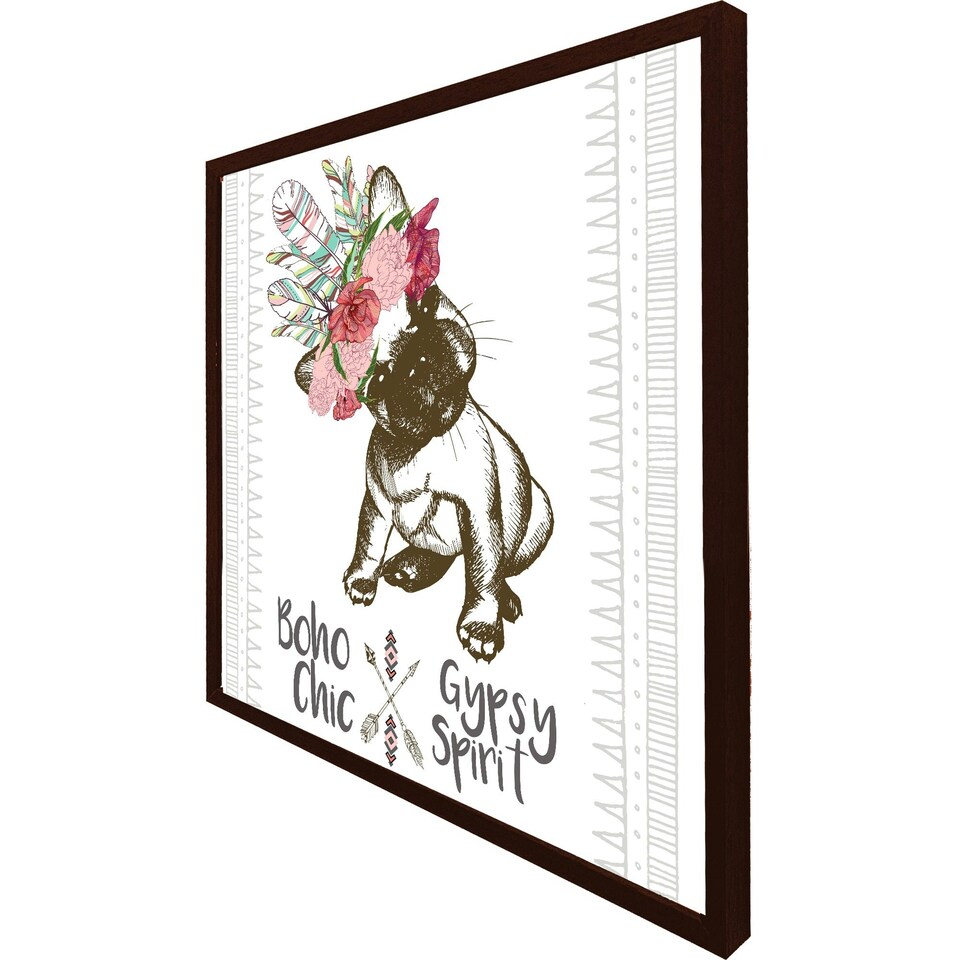 image 1 of Portrait of french bulldog puppy (Picture Frame) Brown | XS