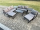 image 2 of Fimous Aluminium 8 Pieces Garden Furniture Set with Cushions 9 Seater Outdoor Patio Lounge Sofa Set with Armchair 2 Big Footstools 2 Side Tables Dark Grey