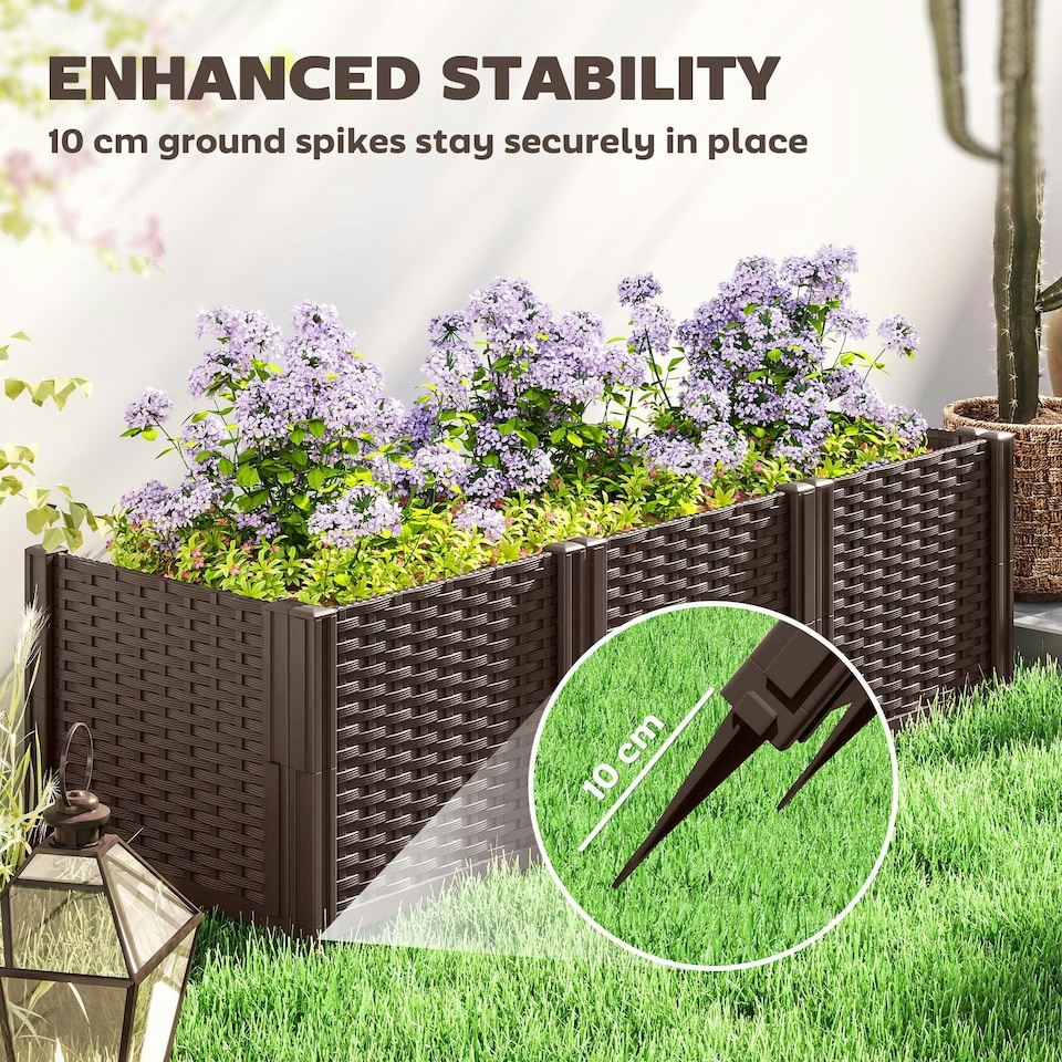 image 1 of Outsunny Plastic Planter Box Kit, Modular Raised Bed for Flowers, Herbs