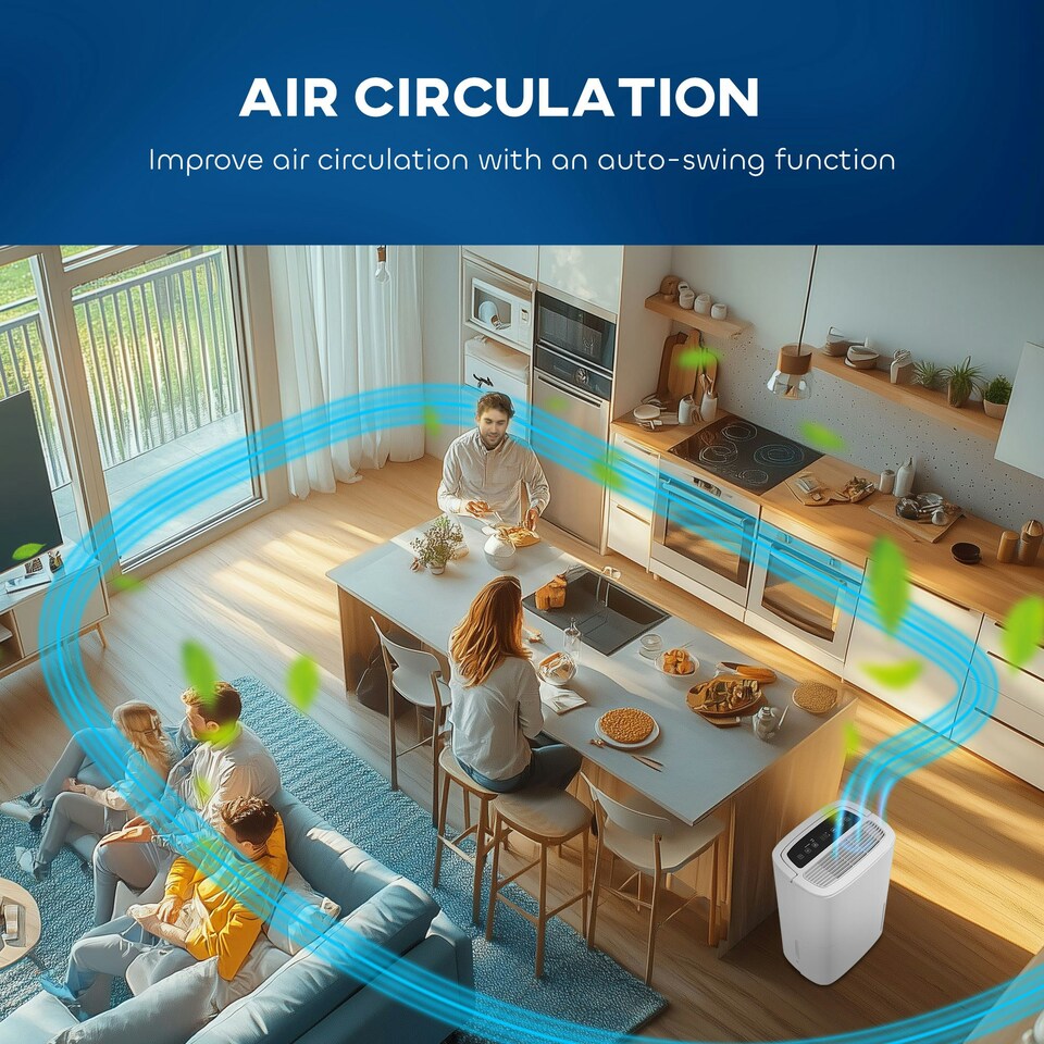 image 1 of HOMCOM 20L/Day Dehumidifier with Continuous Drainage, 5L Water Tank, Timer