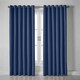 image 3 of Linen Look Blackout Ring Top Eyelet Curtains - 229cm x 137cm - Blue