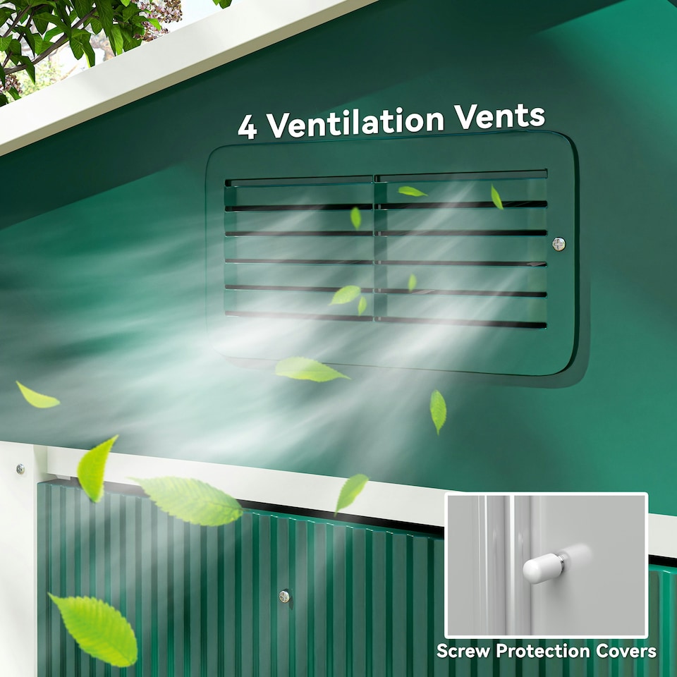 image 1 of Outsunny 8 x 6ft Garden Storage Shed with Double Sliding Door Outdoor Green
