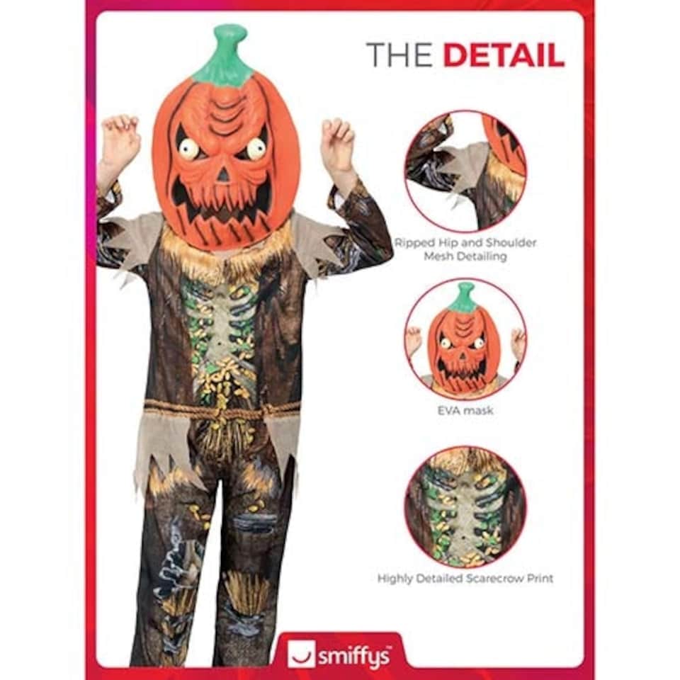 image 1 of Pumpkin Scarecrow Reaper Fancy Dress Costume Kids Unisex Small - Age 4-6