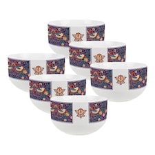 Purple Strawberry Thief Ceramic Bowl - Set of 6