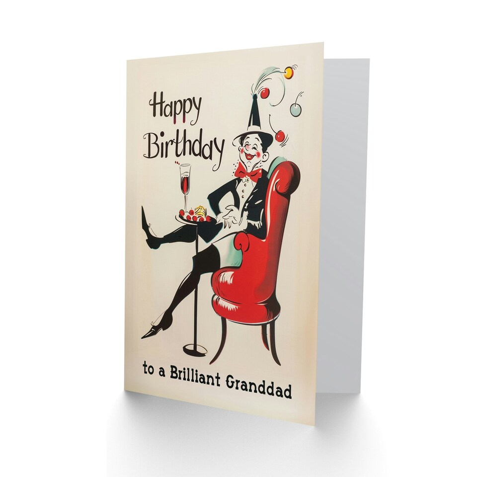 image 1 of Brilliant Granddad Laughing French Clown Birthday Card