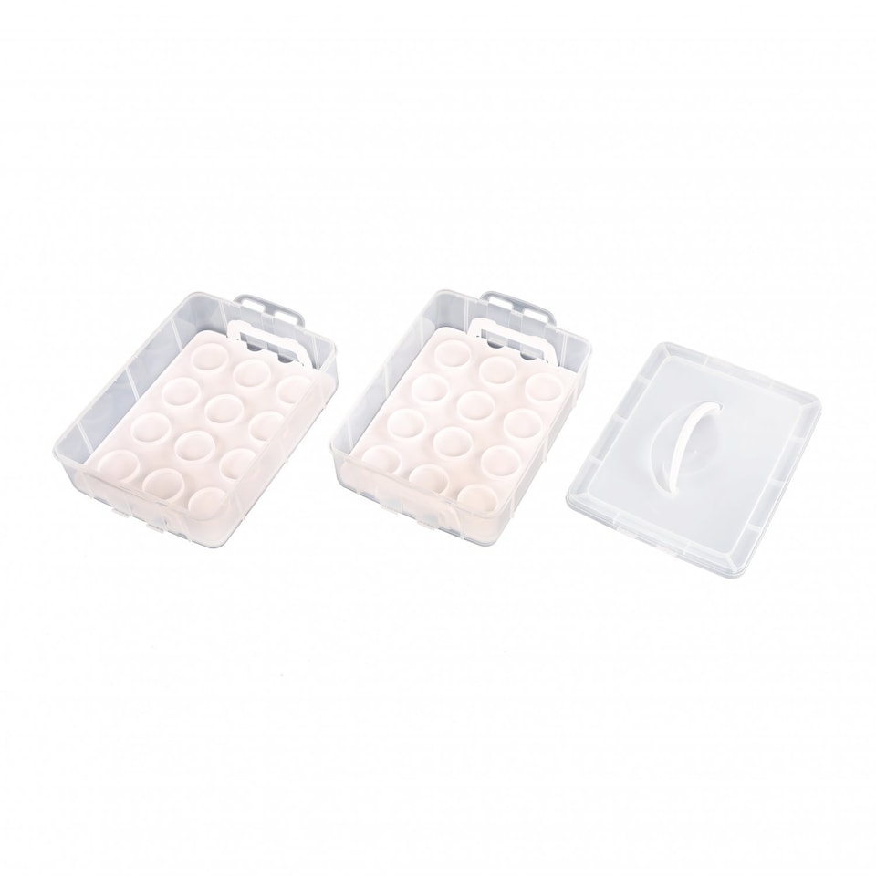 image 1 of 2 Tier Cupcake Cake Holder Portable Storage Carrier | Clear